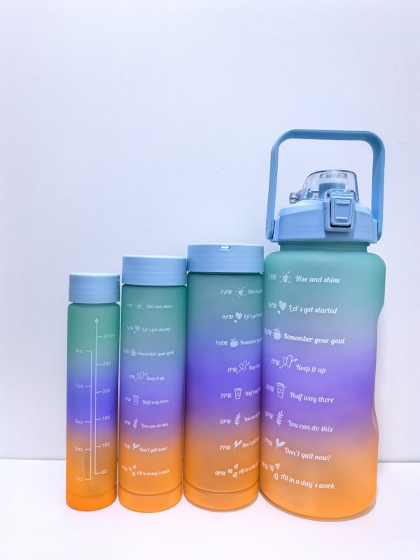 Water Bottle with Straw And Time Markers - 4-Piece - Image 2